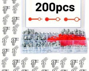 Home 200pcs stainless steel grease nozzle set | m6, m8, m10 size,
