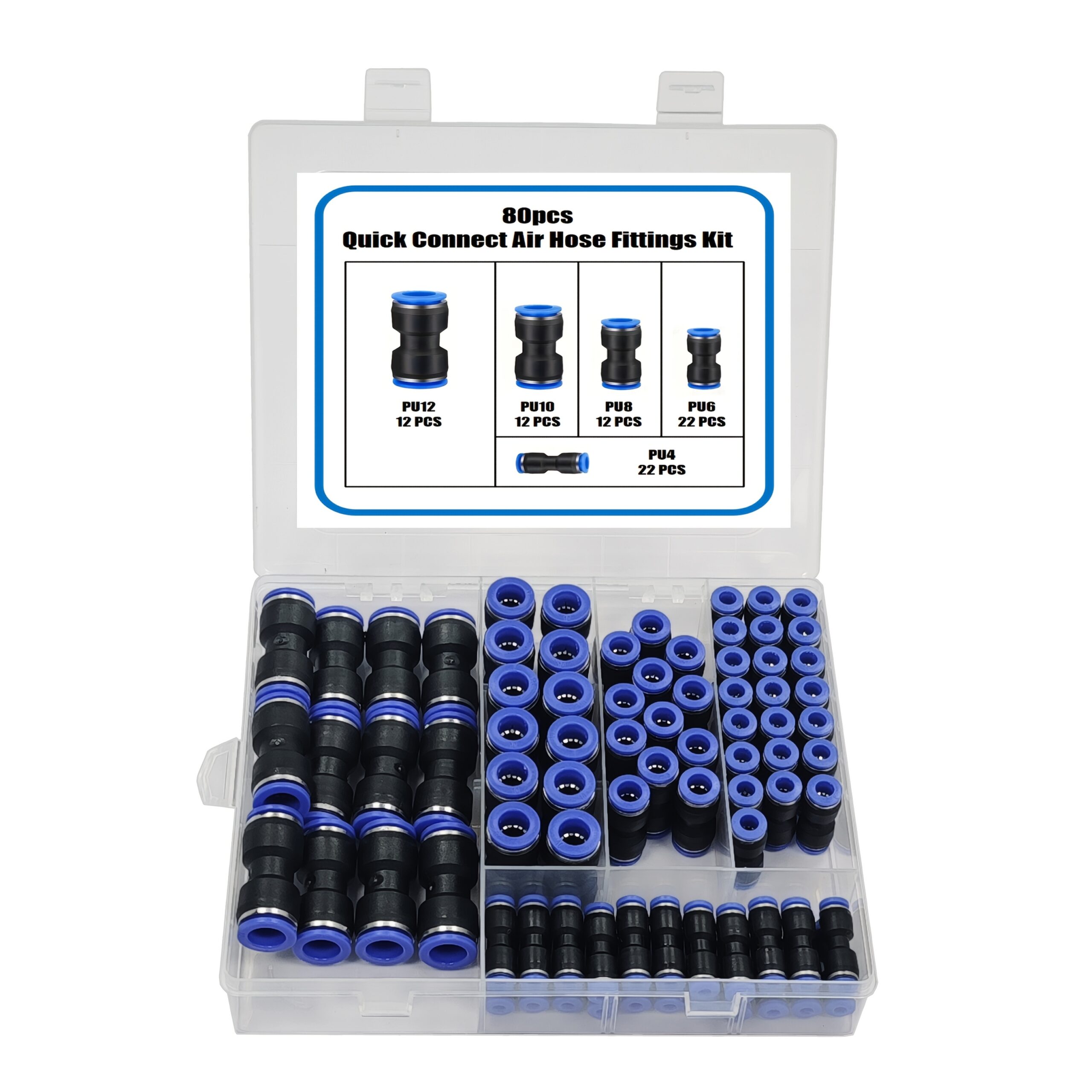 80pcs quick connect air hose fittings kit metal push to connect pneumatic connectors, universal thread, leak resistant, easy installation, 80pcs quick connect air hose fittings kit metal push to connect pneumatic connectors, universal thread, leak resistant, easy installation,