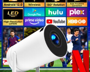 smart mini projector with android 12, wifi 6 & wireless