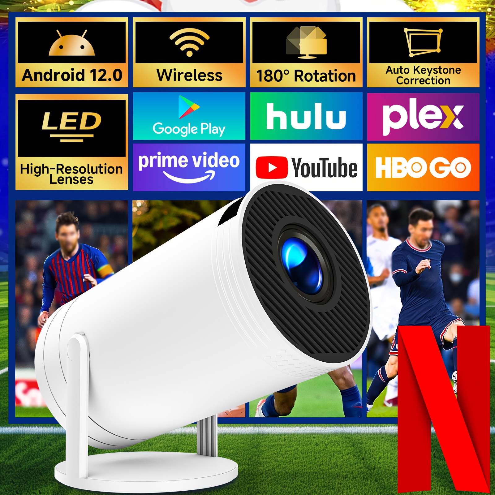 smart mini projector with android 12, wifi 6 & wireless smart mini projector with android 12, wifi 6 & wireless