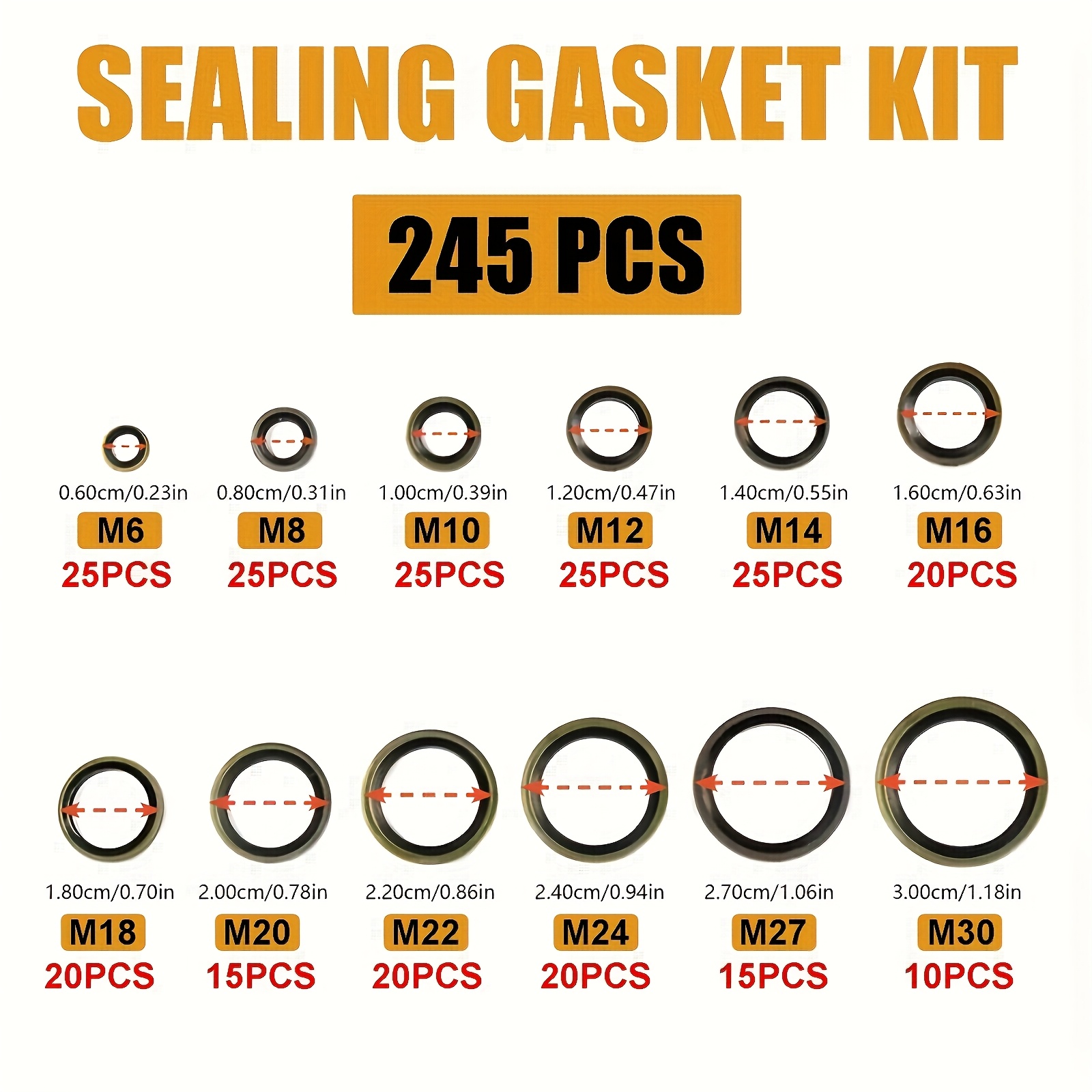245pcs nbr high pressure hydraulic rubber oil pipe fitting set, leak proof seals, metal gaskets and rubber washers, m6 m30, 12 sizes, various sizes, 245pcs nbr high pressure hydraulic rubber oil pipe fitting set, leak proof seals, metal gaskets and rubber washers, m6 m30, 12 sizes, various sizes,