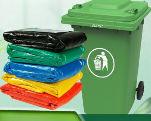 20pcs colorful large trash bags, 120l thickened flat top garbage bags for hotels, outdoor use, kitchen, toilet & yard heavy duty disposable polyethylene bags (100x120cm)