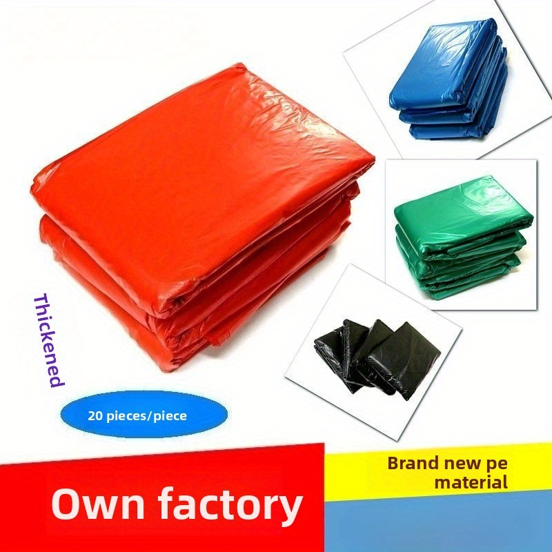 20pcs colorful large trash bags, 120l thickened flat top garbage bags for hotels, outdoor use, kitchen, toilet & yard heavy duty disposable polyethylene bags (100x120cm) 20pcs colorful large trash bags, 120l thickened flat top garbage bags for hotels, outdoor use, kitchen, toilet & yard heavy duty disposable polyethylene bags (100x120cm)